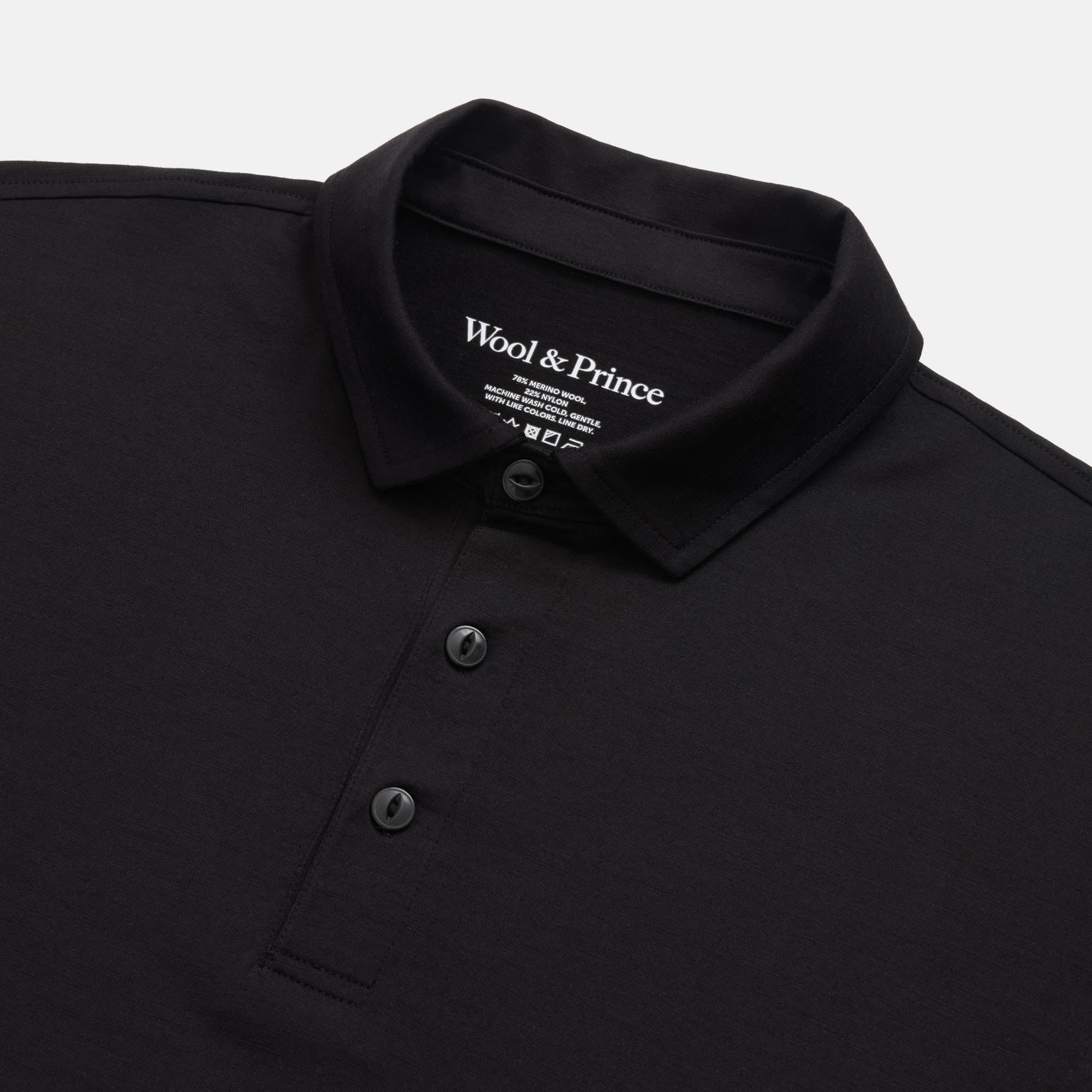 Merino Wool Long Sleeve Polo | Black – Long Sleeve Polos