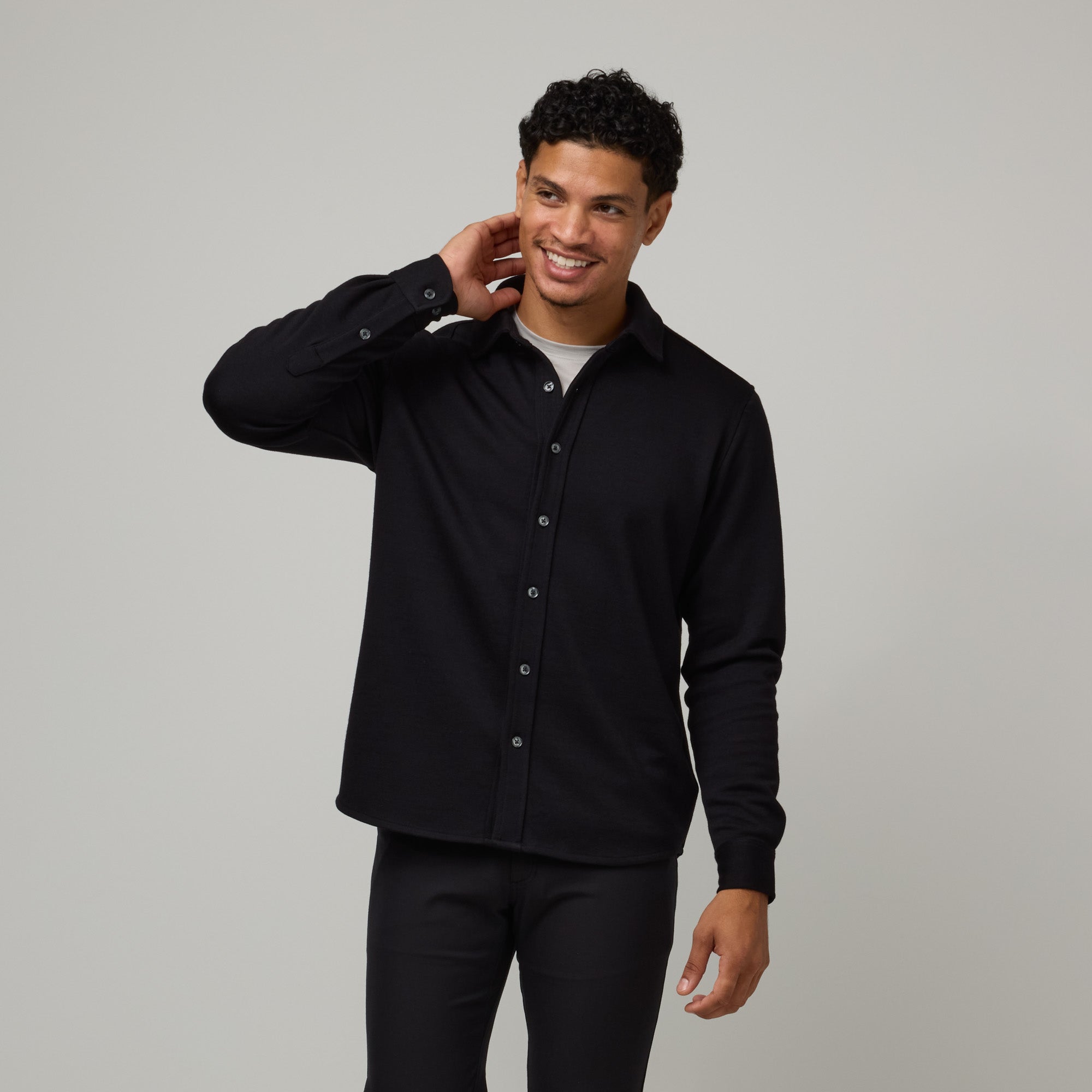 Midweight Pique Button-Down Shirt