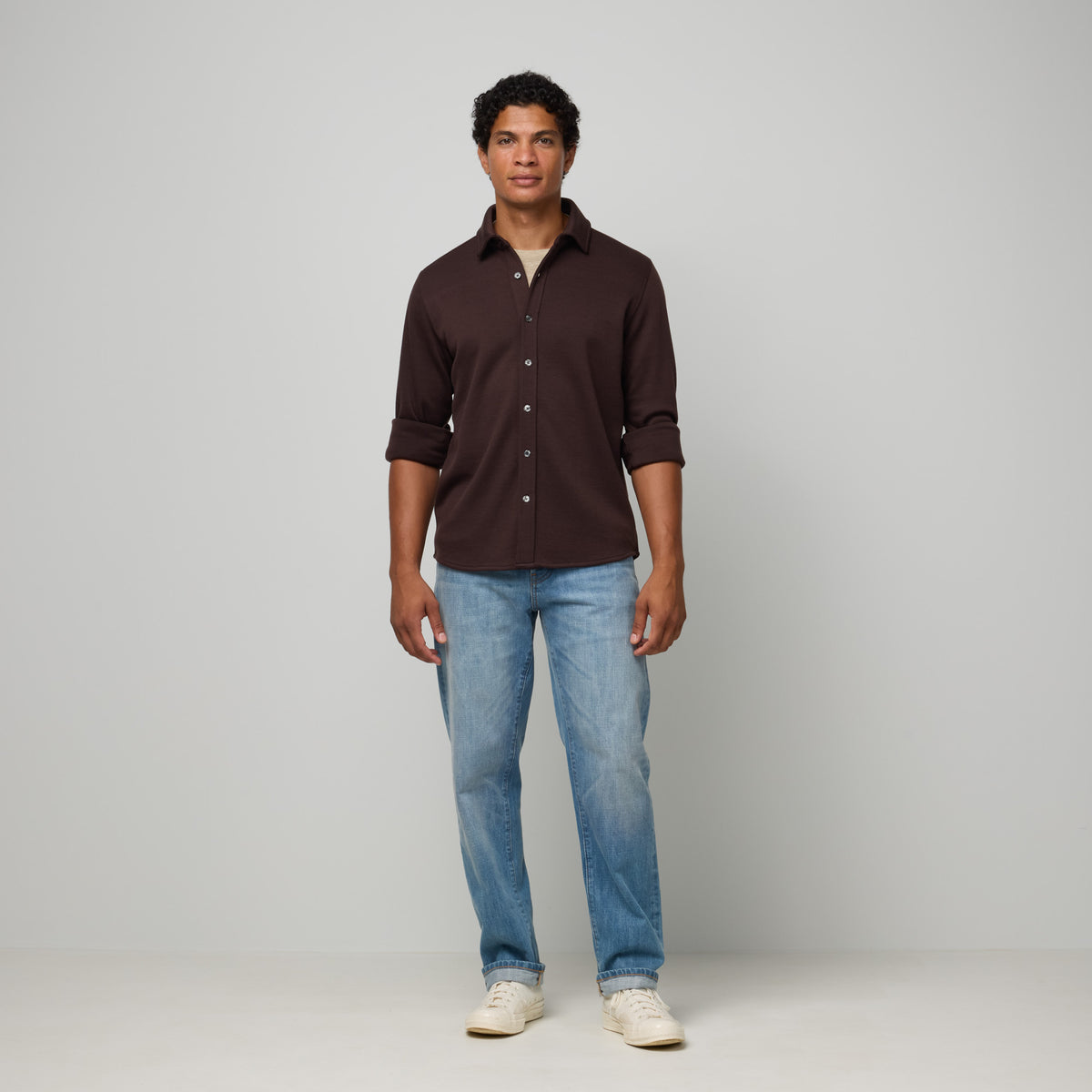 Midweight Pique Button-Down Shirt