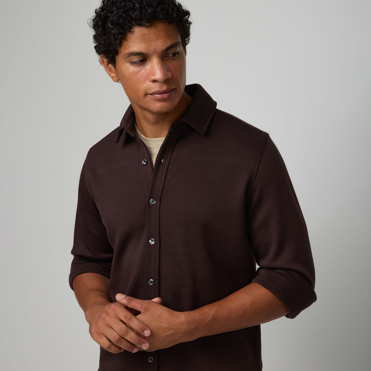 Midweight Pique Button-Down Shirt