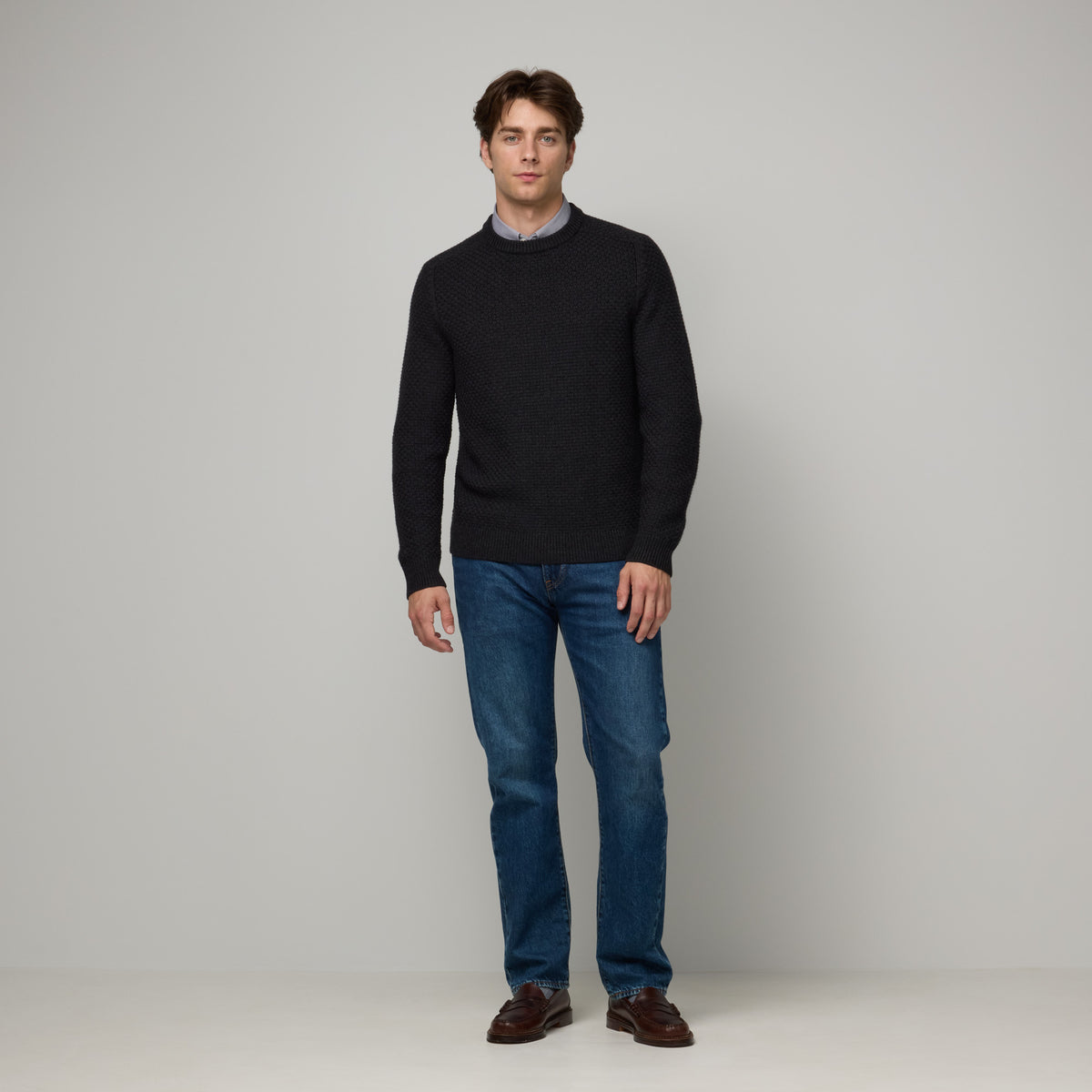 Textured Crew Neck Sweater