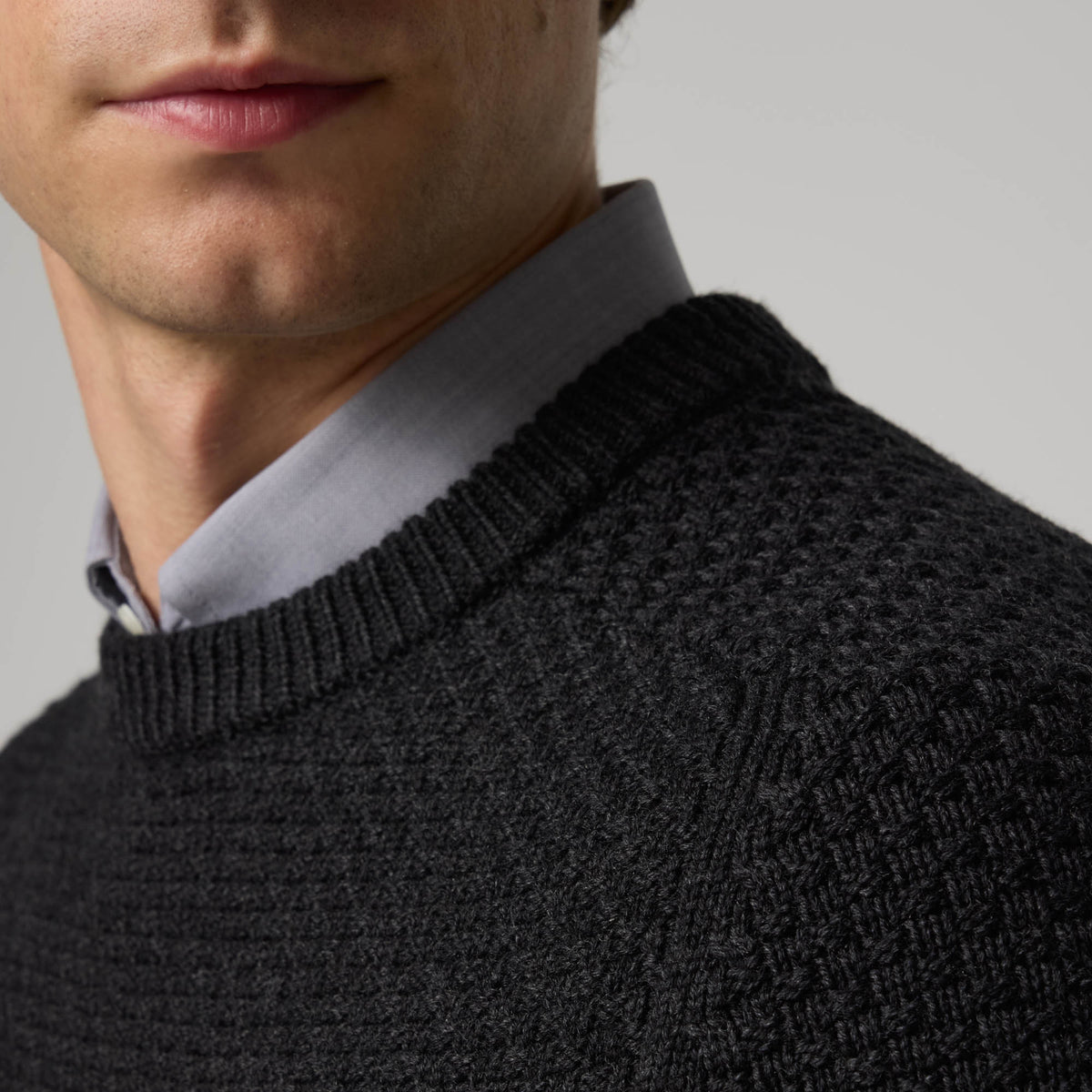 Textured Crew Neck Sweater