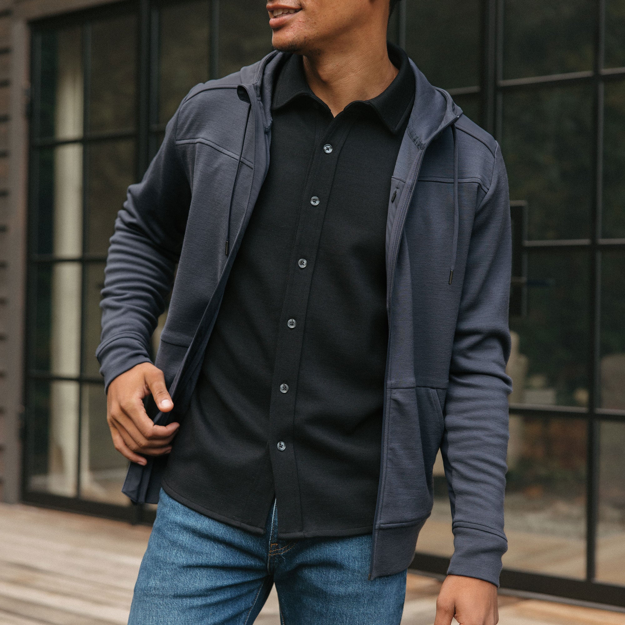 Midweight Pique Button-Down Shirt