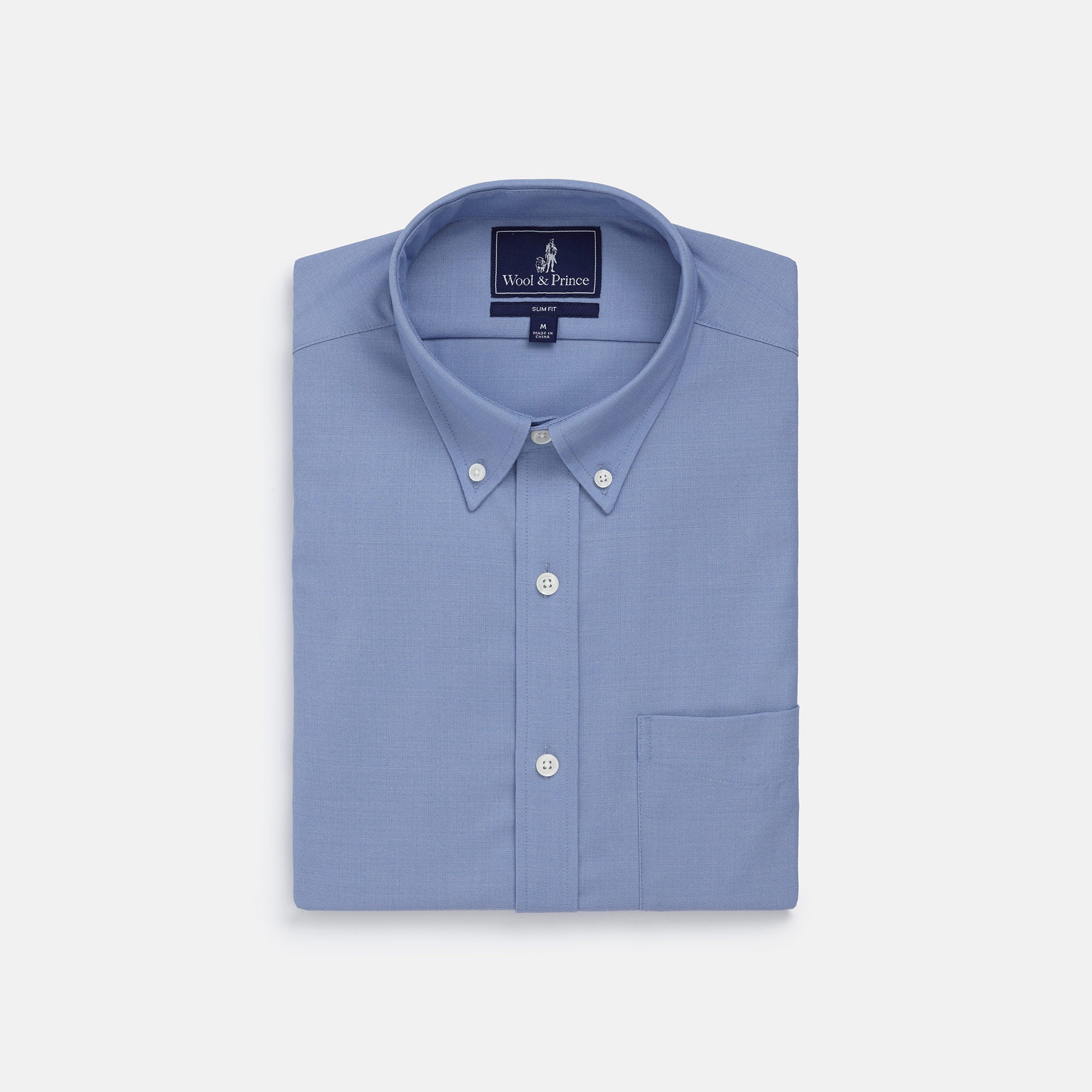 Merino Wool Button Down Shirt Blue Oxford Oxford 210