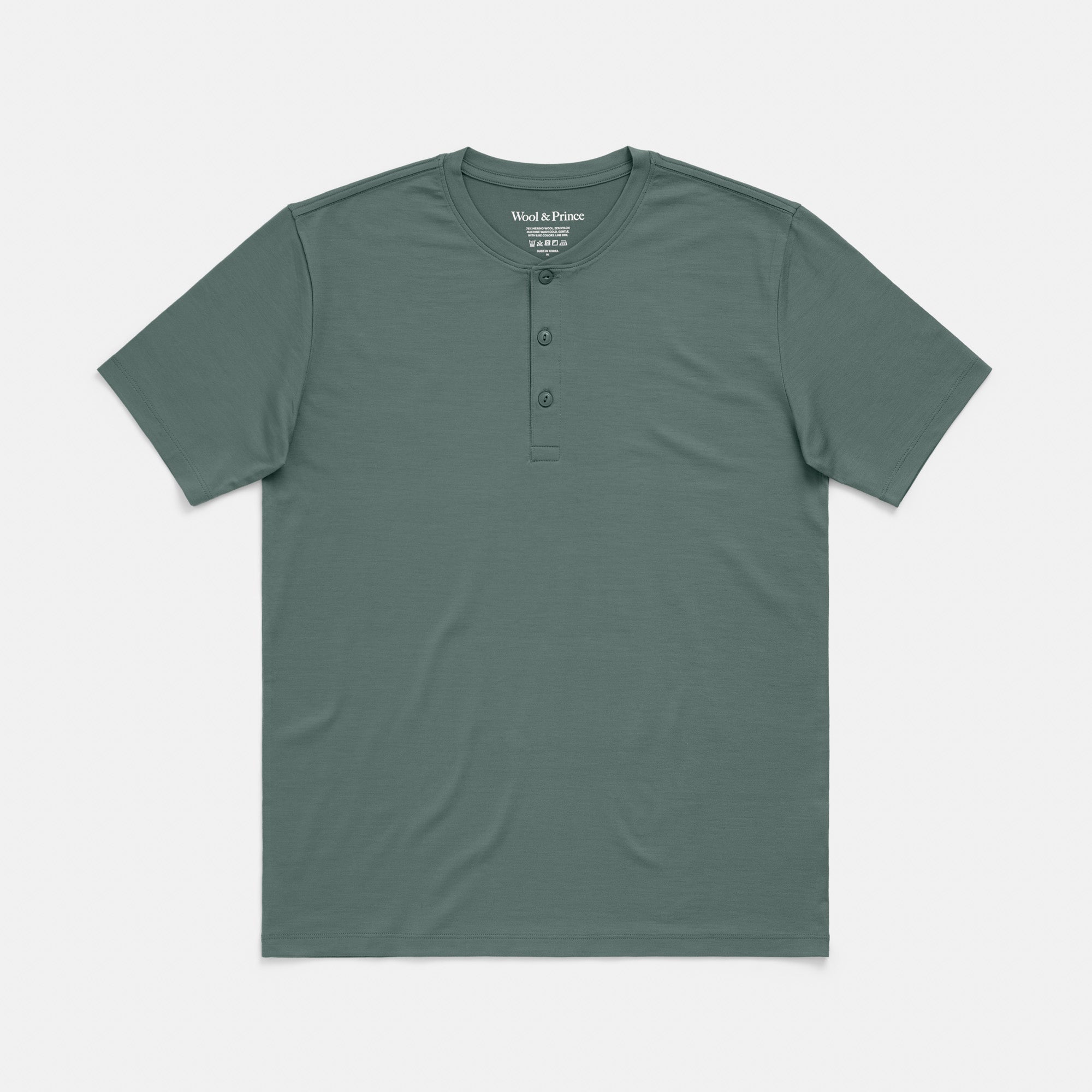 Merino Wool Short Sleeve Henley | Spruce Green | Wool&Prince Europe