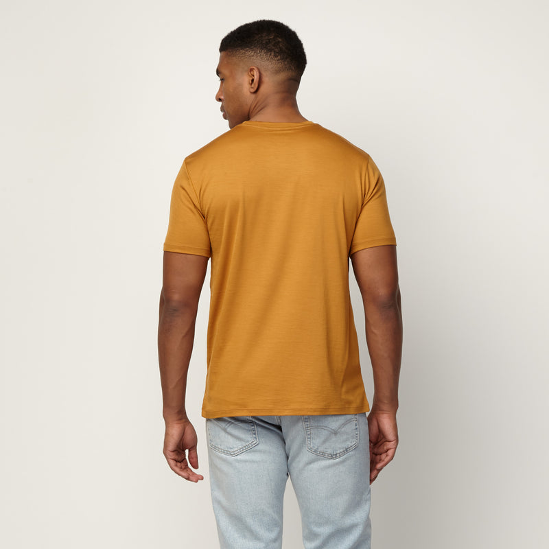 Yellow ochre mustard yellow round neck t-shirt