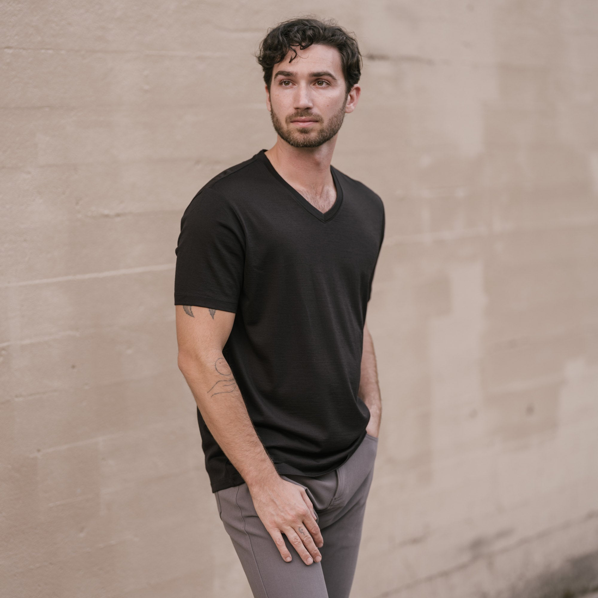 black low v neck top